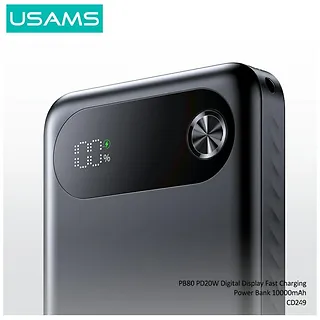 USAMS Powerbank PB80 10000mAh 20W PD 2xUSB-A + USB-C czarny