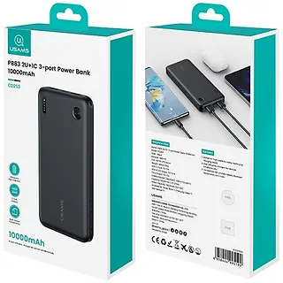 USAMS Powerbank PB83 10000mAh PD 2xUSB-A USB-C czarny