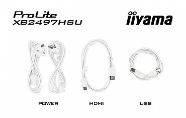 IIYAMA Monitor ProLite 23.8 cala XB2497HSU-W1  IPS,FHD,HDMI,DP,120Hz,350CD,2xUSBv3.2, 2xUSB-C, GW 5lat, HAS 150/PIVOT, BIAŁY