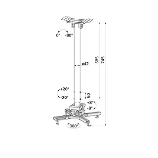 Neomounts Uchwyt sufitowy do projektora CL25-550WH1 35kg 74,5-114,5cm