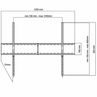 ART Uchwyt do TV LCD/LED/Multimedia 70-120 cali 140KG AR-97xxl reg. Solid 35mm max VESA 1200x900