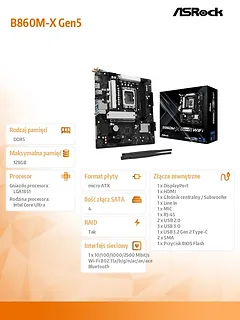 ASRock Płyta gł&oacute;wna B860M-X GEN5 Wi-Fi s1851 2DDR5 mATX
