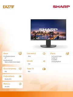 Sharp Monitor biznesowy MultiSync DD-EA271F 27 cali Czarny