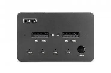 Digitus Stacja dokująca dysk&oacute;w z funkcją klonowania | USB-C 3.1 Gen2 10Gbps | SSD M.2 NVMe (max. 2x 4TB) | Funkcja Offline Clone | Czarna