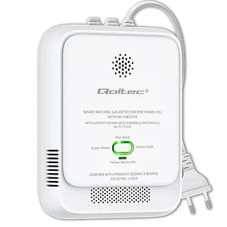 Qoltec Czujnik wycieku gazu ziemnego | detektor CH4 | NG | Tuya | Wi-Fi | alarm 85dB | LED