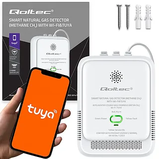 Qoltec Czujnik wycieku gazu ziemnego | detektor CH4 | NG | Tuya | Wi-Fi | alarm 85dB | LED