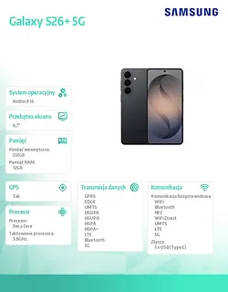 Samsung Smartfon Galaxy S26+ 5G 12/512GB DualSIM czarny