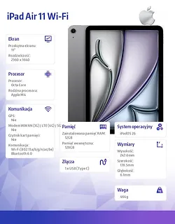 Apple iPad Air 11 cali WiFi 128GB Gwiezdna szarość