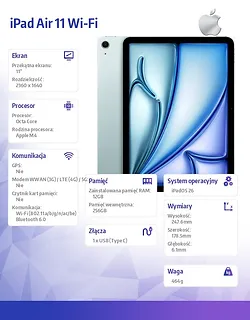 Apple iPad Air 11 cali WiFi 256GB Niebieski
