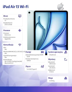 Apple iPad Air 13 cali Wi-Fi 128GB Niebieski