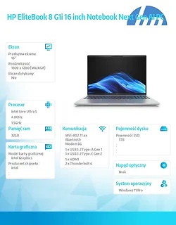 HP Inc. Notebook EliteBook 8 G1i U5-225U 1TB/32GB/W11P/16.0   C51LJET