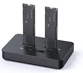 Gembird Stacja dokująca do komputer&oacute;w stacjonarnych z dwoma dyskami SSD USB typu C, M.2 NVME (i SATA), czarna