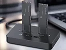 Gembird Stacja dokująca do komputer&oacute;w stacjonarnych z dwoma dyskami SSD USB typu C, M.2 NVME (i SATA), czarna