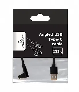 Gembird Kabel USB typu C kątowy w oplocie tekstylnym, 0.2m czarny