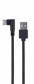 Gembird Kabel USB typu C kątowy w oplocie tekstylnym, 0.2m czarny