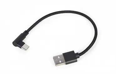 Gembird Kabel USB typu C kątowy w oplocie tekstylnym, 0.2m czarny