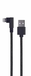 Gembird Kabel USB - do 8 pin kątowy w oplocie tekstylnym, 0.2m, czarny