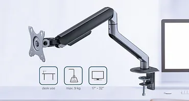 Gembird Ramię biurkowe na monitor (regulowane) od 17 do 32 cale,   obciążenie do 9kg, kolor szary
