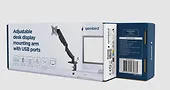 Gembird Ramię biurkowe na jeden monitor z portami USB,          regulowane,  od 17 do 32 cali, obciążenie do 9kg