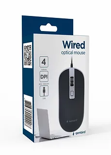 Gembird Mysz optyczna USB 1.35m czarno-srebrna