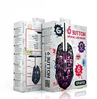 Gembird Mysz optyczna LED, 6-przyciskowa, USB, czarna