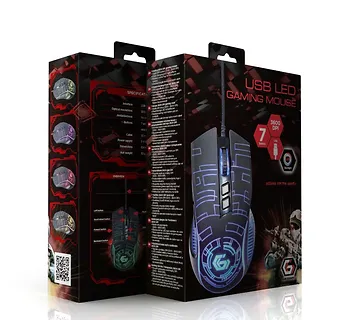Gembird Mysz gamingowa z podświetleniem RGB, USB czarna