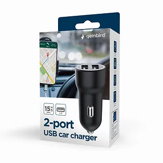Gembird Ładowarka samochodowa USB 2-portowa, 3.1 A, czarna