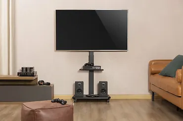 Gembird Stojak podłogowy pod telewizor, mobilny na k&oacute;łkach (obrotowy/uchylny), 32-75 cali, czarny