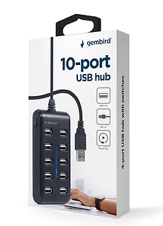 Gembird HUB USB 2.0 10-portowy czarny
