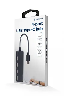 Gembird HUB USB Typ C 4 porty, czarny