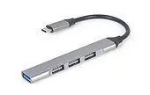 Gembird HUB USB typu C 4-portowy USB 3.0x1, USB 2.0x3, srebrny