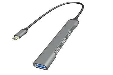 Gembird HUB USB typu C 4-portowy USB 3.0x1, USB 2.0x3, srebrny