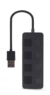 Gembird HUB USB 2.0 4-portowy z przełącznikami, czarny