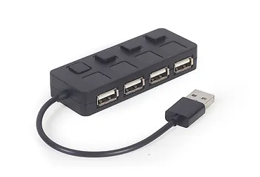 Gembird HUB USB 2.0 4-portowy z przełącznikami, czarny