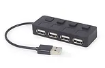 Gembird HUB USB 2.0 4-portowy z przełącznikami, czarny