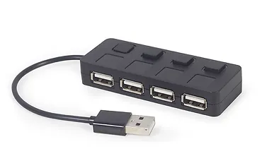 Gembird HUB USB 2.0 4-portowy z przełącznikami, czarny
