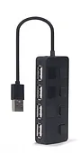 Gembird HUB USB 2.0 4-portowy z przełącznikami, czarny