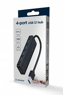Gembird HUB 4-portowy USB 3.1 (Gen 1), z opcją zasilania zewnętrznego przez port USB-C