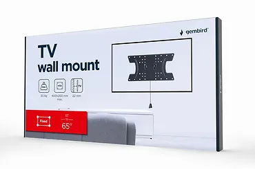 Gembird Uchwyt ścienny do telewizora (stały), 32-65 cali, do 30 kg Czarny