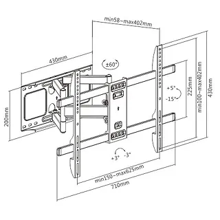 Gembird Uchwyt ścienny do telewizora (obracany i pochylany), 37cali-80cali, do 60kg, czarny