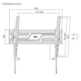 Gembird Uchwyt ścienny do telewizora (regulowany), 37 cali-86 cali, do 75kg, czarny