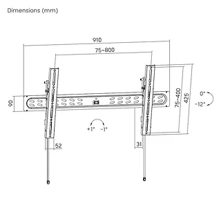 Gembird Uchwyt ścienny do telewizora, seria PRO (regulowany), 43 cale-95 cali, do 60kg, czarny