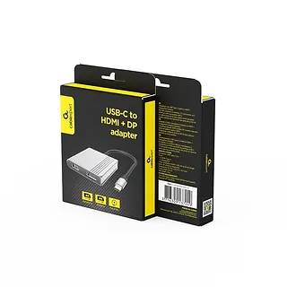 Gembird Adapter USB-C do HDMI + DP, 4K 60Hz, czarny