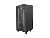 Lanberg Szafa instalacyjna rack stojąca 19" 24U 600x600  czarna drzwi przeszklone LCD ( Flat pack)V2