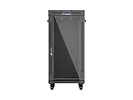 Lanberg Szafa instalacyjna rack stojąca 19" 24U 600x600  czarna drzwi przeszklone LCD ( Flat pack)V2
