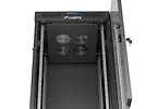 Lanberg Szafa instalacyjna rack stojąca 19" 24U 600x600  czarna drzwi przeszklone LCD ( Flat pack)V2