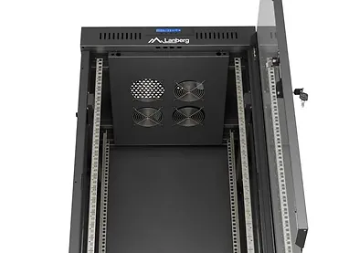 Lanberg Szafa instalacyjna rack stojąca 19" 24U 600x600  czarna drzwi przeszklone LCD ( Flat pack)V2