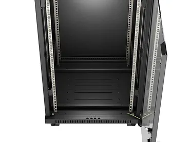 Lanberg Szafa instalacyjna rack stojąca 19" 24U 600x600  czarna drzwi przeszklone LCD ( Flat pack)V2