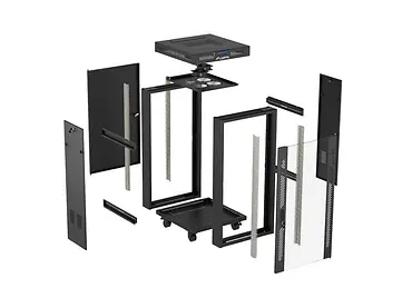Lanberg Szafa instalacyjna rack stojąca 19" 24U 600x600  czarna drzwi przeszklone LCD ( Flat pack)V2