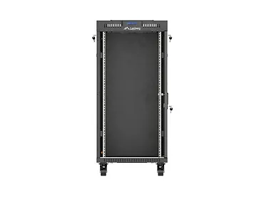 Lanberg Szafa instalacyjna rack stojąca 19" 24U 600x600  czarna drzwi przeszklone LCD ( Flat pack)V2